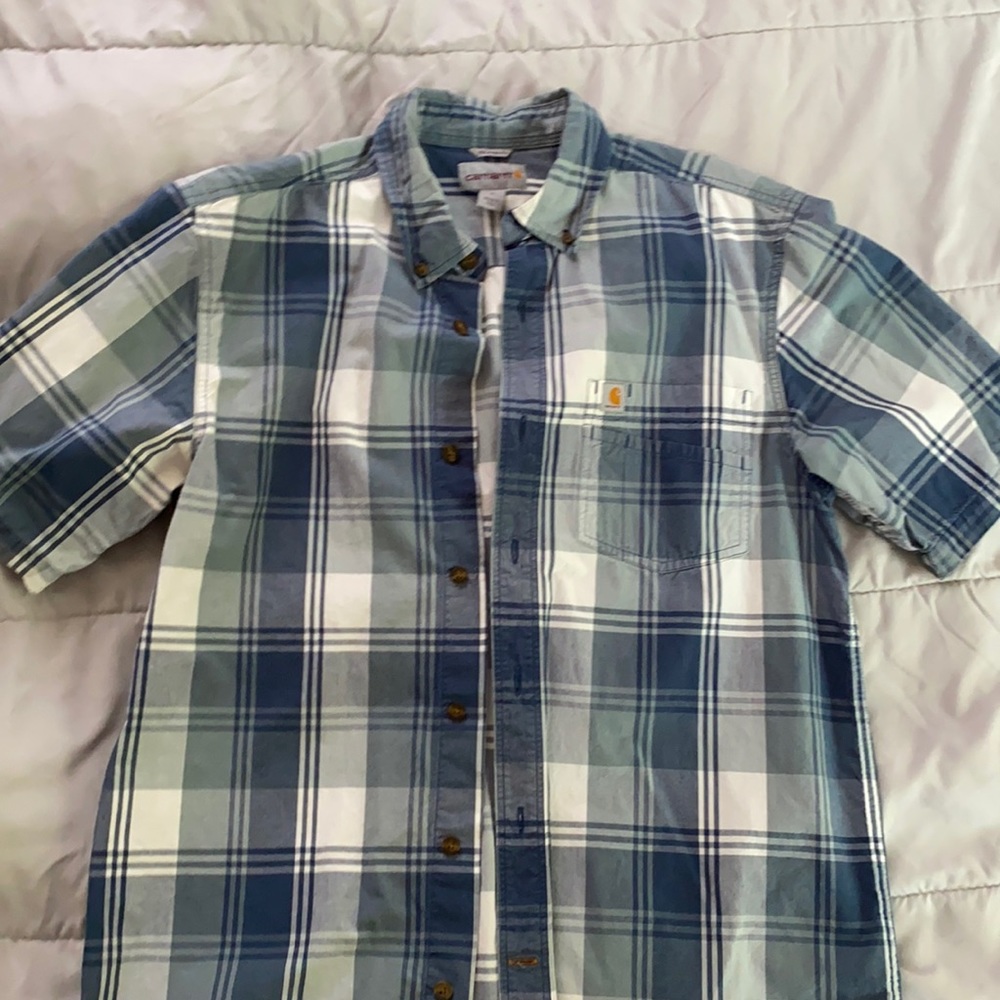 Blue, green and white plaid shirt, Carhartt